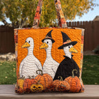 Boo Ghost Goose Quilted Tote Bag printed tote bag