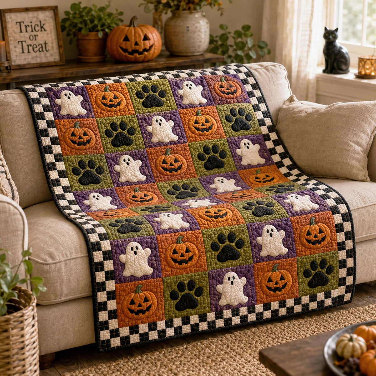 Boo Paws Quilted Blanket printed blanket