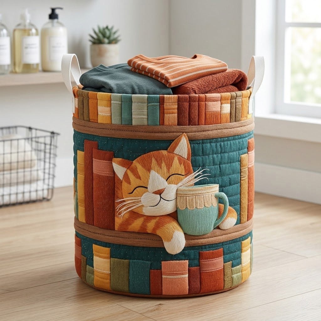 Book Naps Quilted Laundry Hamper printed laundry hamper