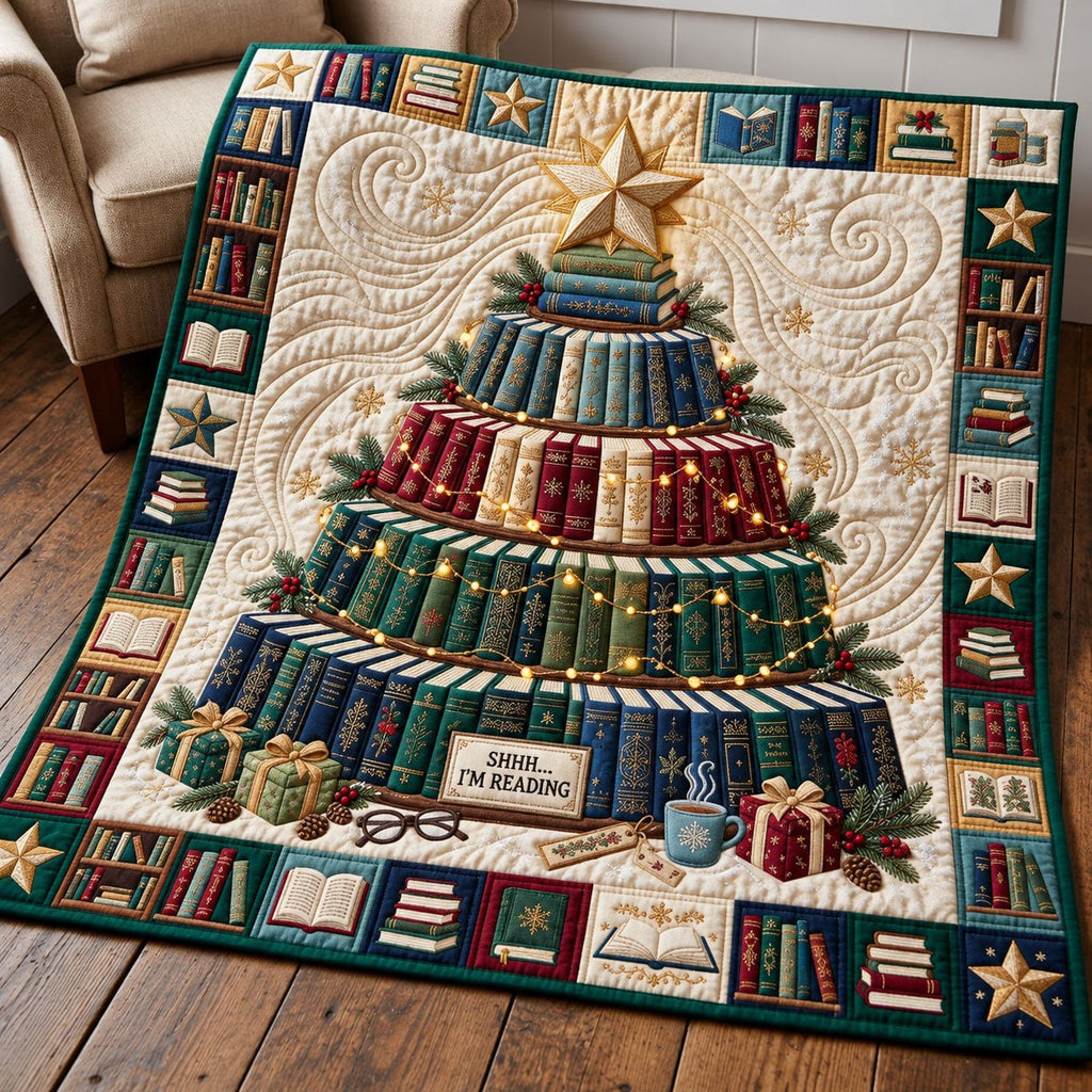 Book Tree Quilted Blanket printed blanket