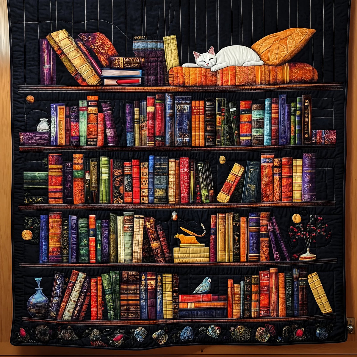 Bookcase Quilted Blanket printed blanket