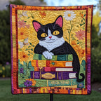 Bookstack Kitty Quilted Blanket printed blanket