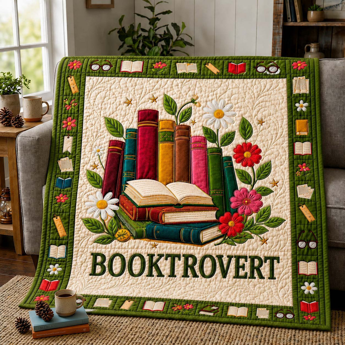 Booktrovert Garden Quilted Blanket printed blanket