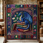 Bookworm Dragon Quilted Blanket printed blanket