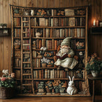 Bookworm Gnome Quilted Blanket printed blanket