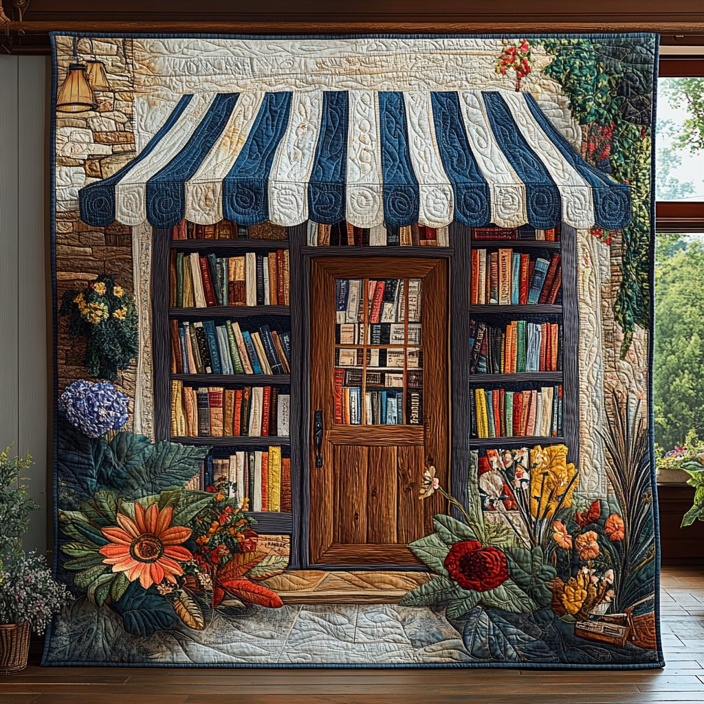 Bookworm Retreat Quilted Blanket printed blanket