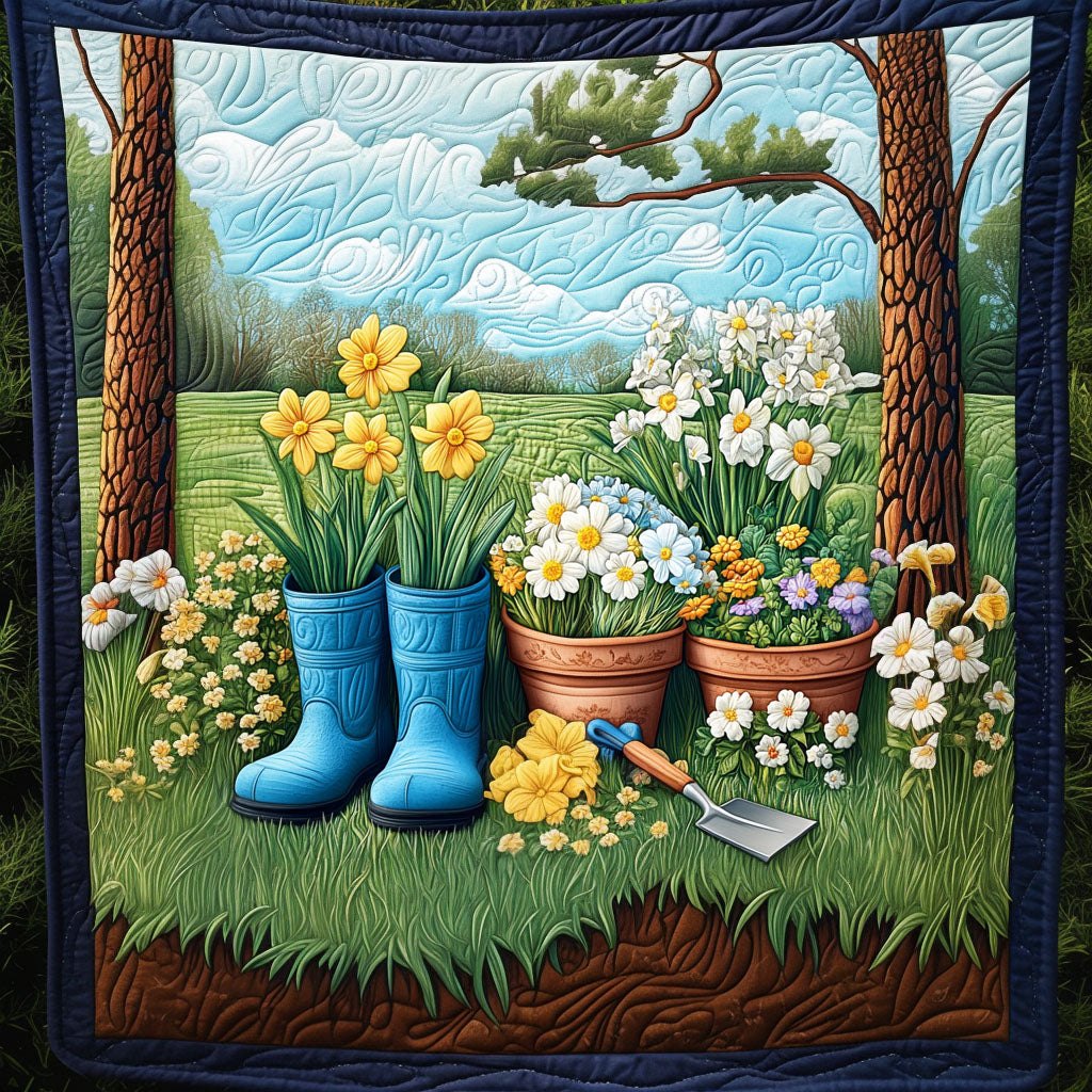 Boots and Blooms Quilted Blanket printed blanket