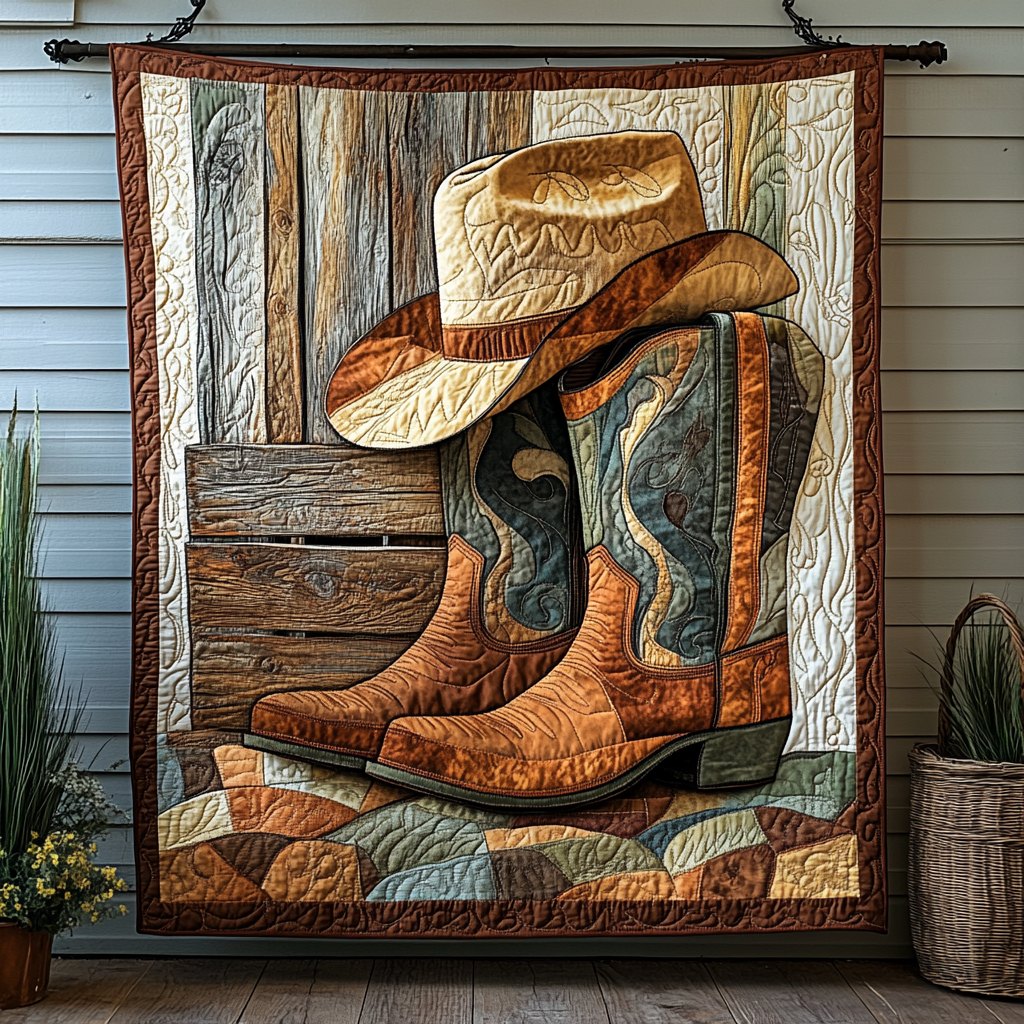 Boots And Bronco Quilted Blanket printed blanket