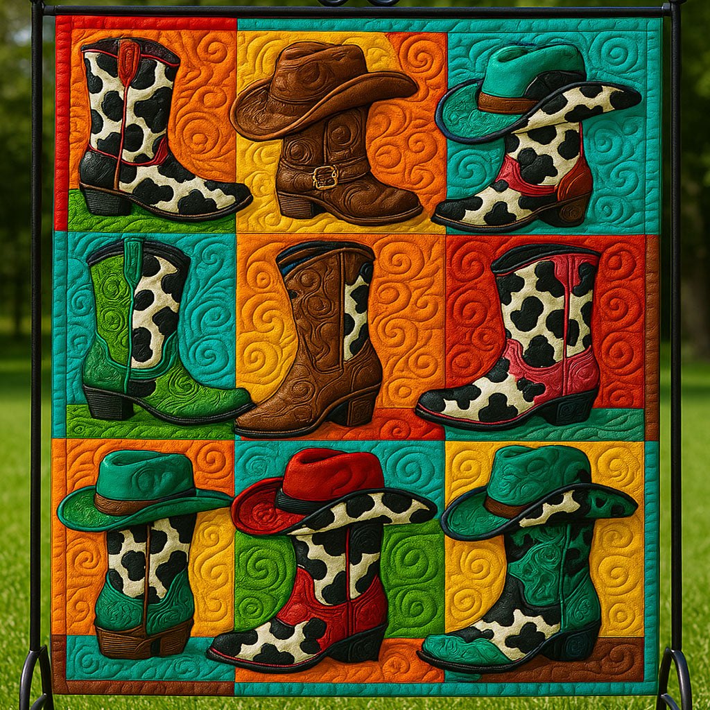 Boots and Hats Quilted Blanket printed blanket