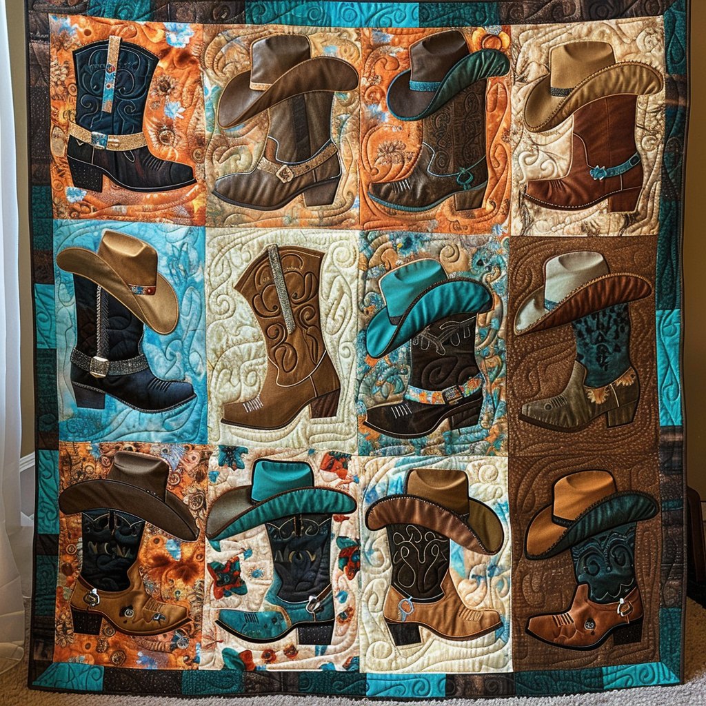 Boots & Hats Heritage Quilted Blanket printed blanket