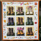 Boots In Bloom Quilted Blanket printed blanket