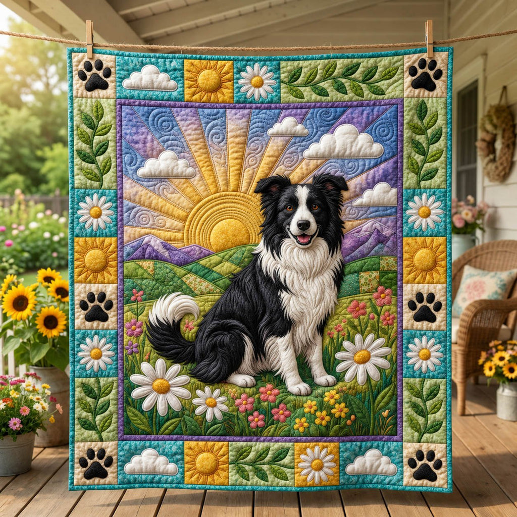 Border Collie Quilted Blanket printed blanket