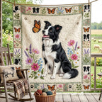 Border Collie Quilted Blanket printed blanket