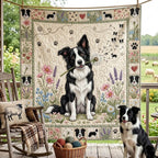 Border Collie Quilted Blanket printed blanket
