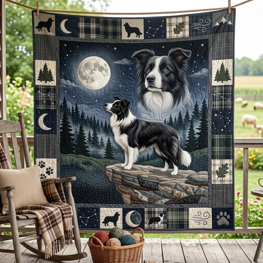 Border Collie Quilted Blanket printed blanket