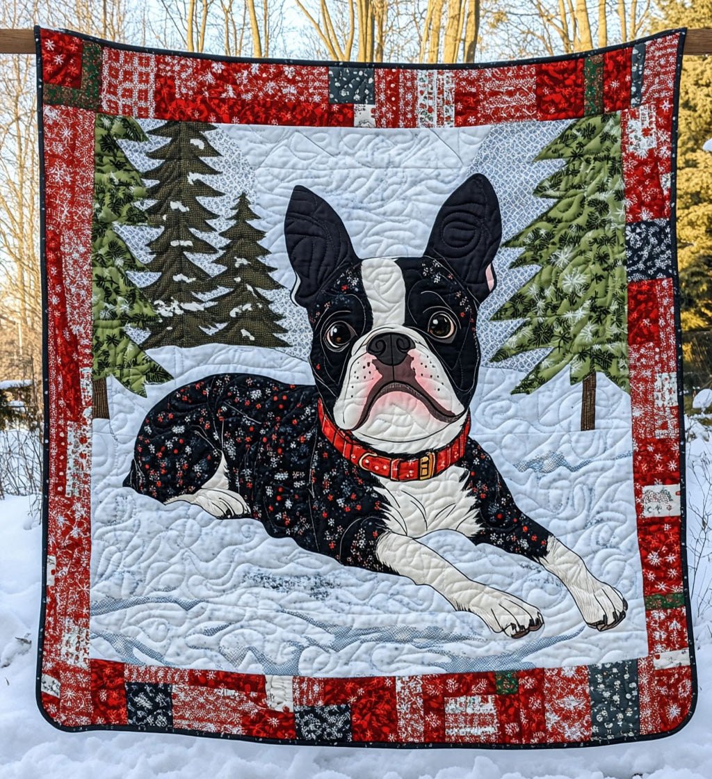 Boston Buddy Quilted Blanket printed blanket