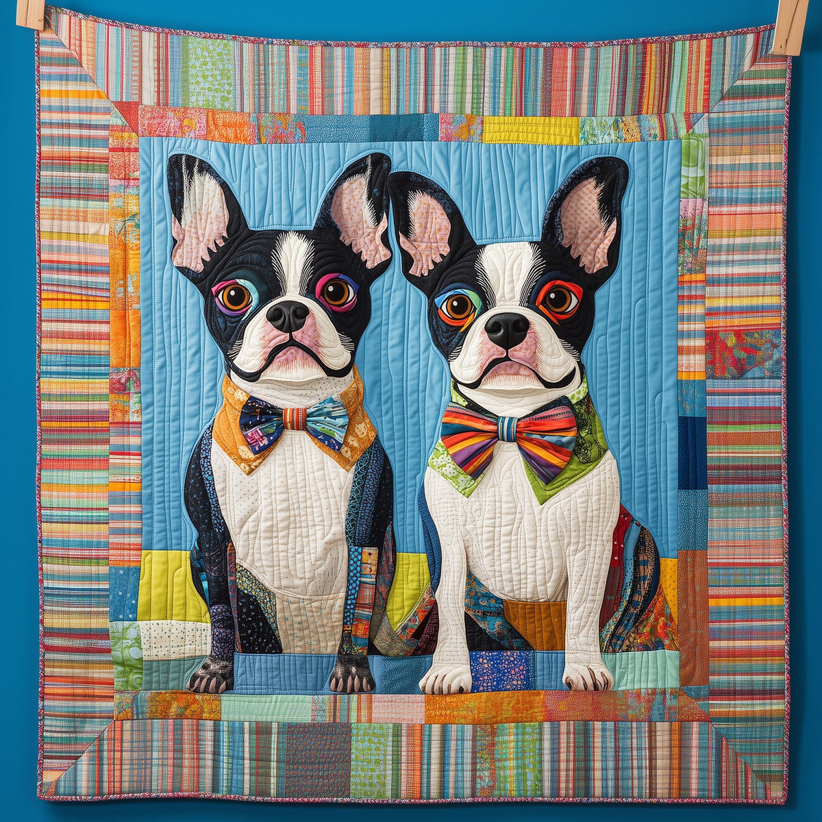 Boston Terrier Quilted Blanket printed blanket