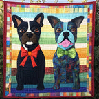 Boston Terrier Quilted Blanket printed blanket