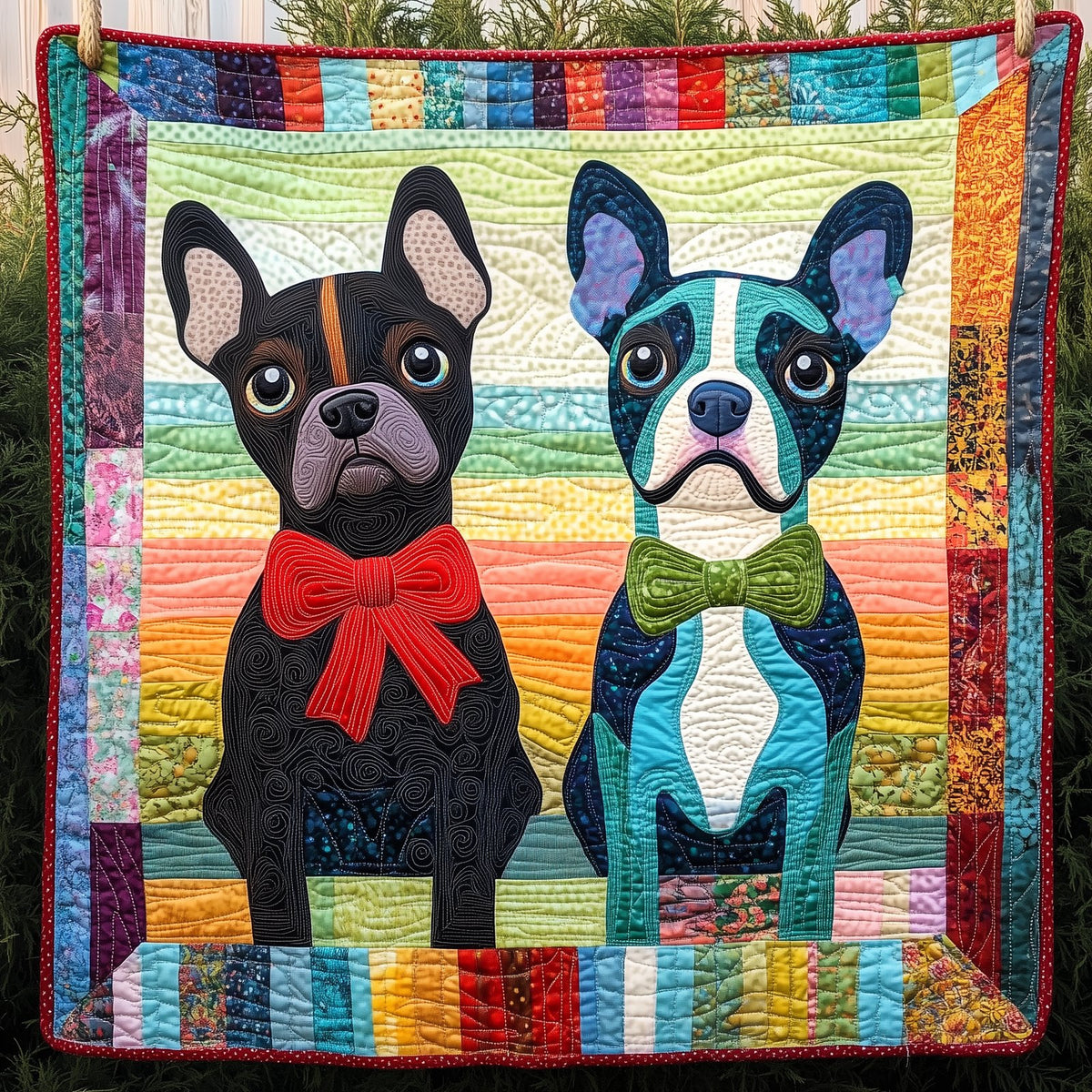 Boston Terrier Quilted Blanket printed blanket
