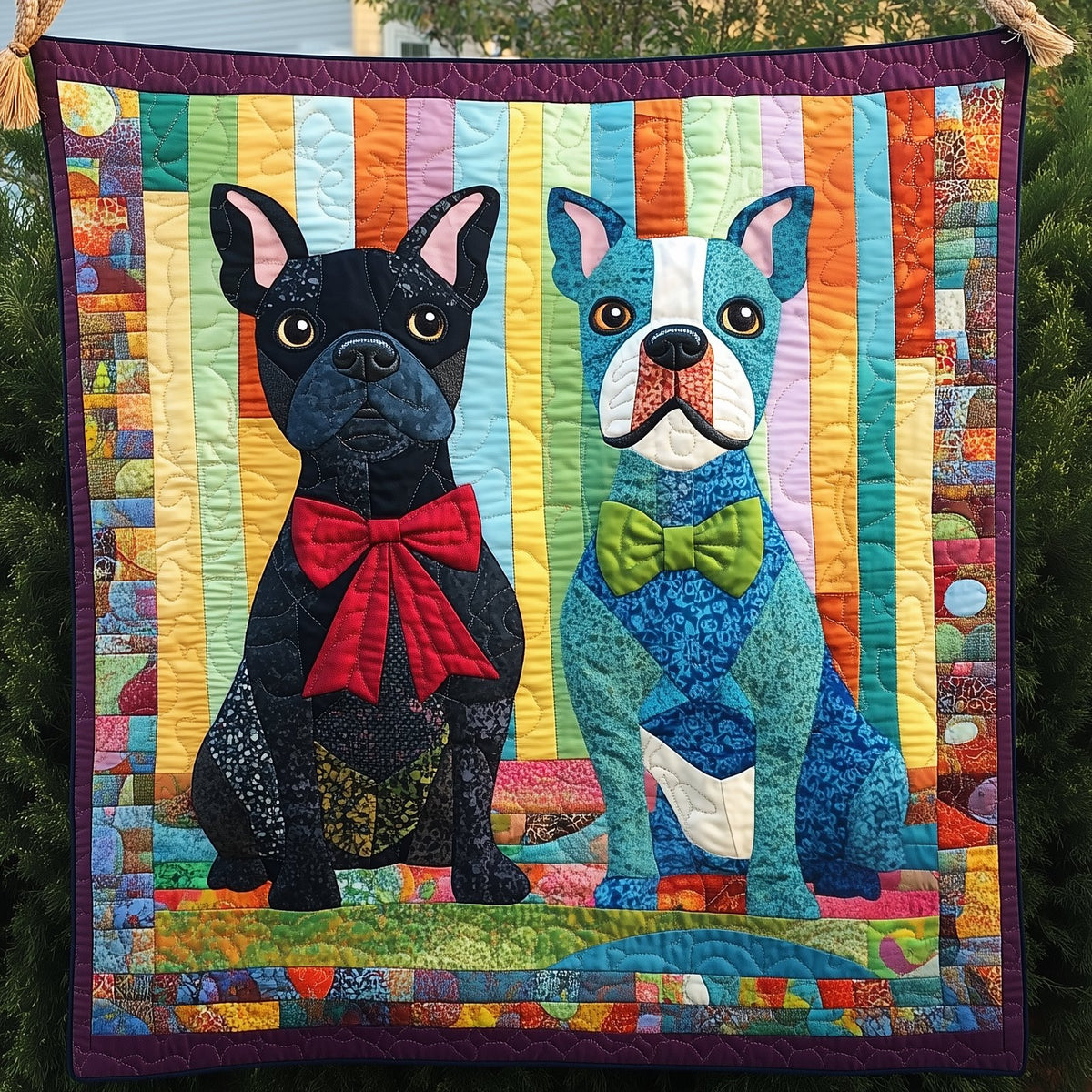 Boston Terrier Quilted Blanket printed blanket