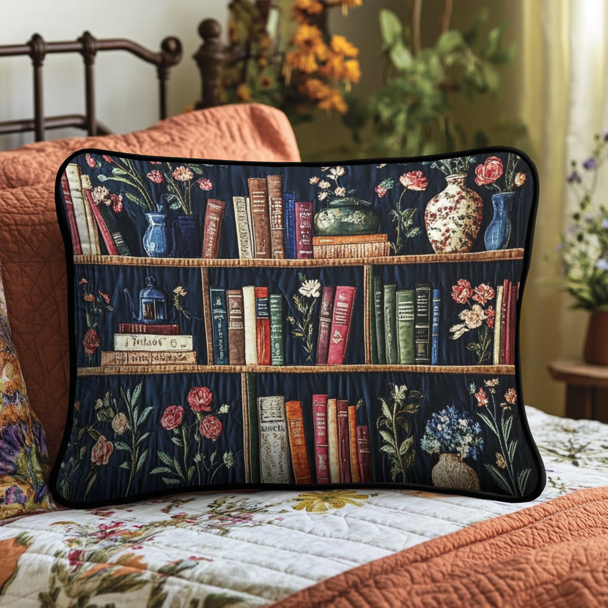 Botanical Books Quilted Bedding Cushion Cover printed cushion cover