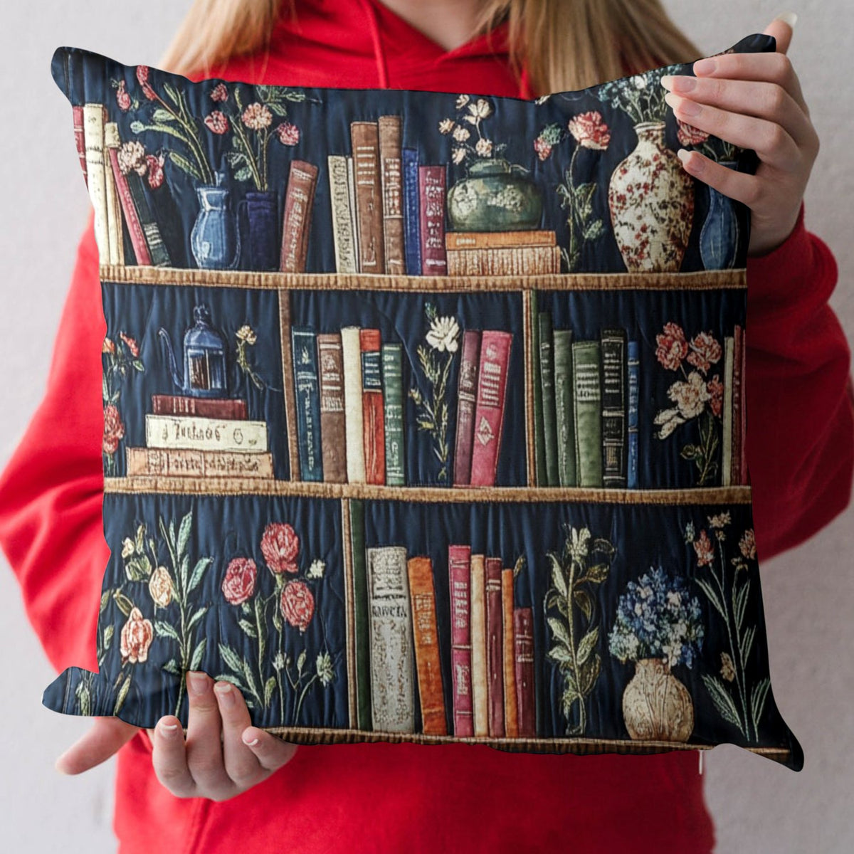 Botanical Books Quilted Cushion Cover printed cushion cover