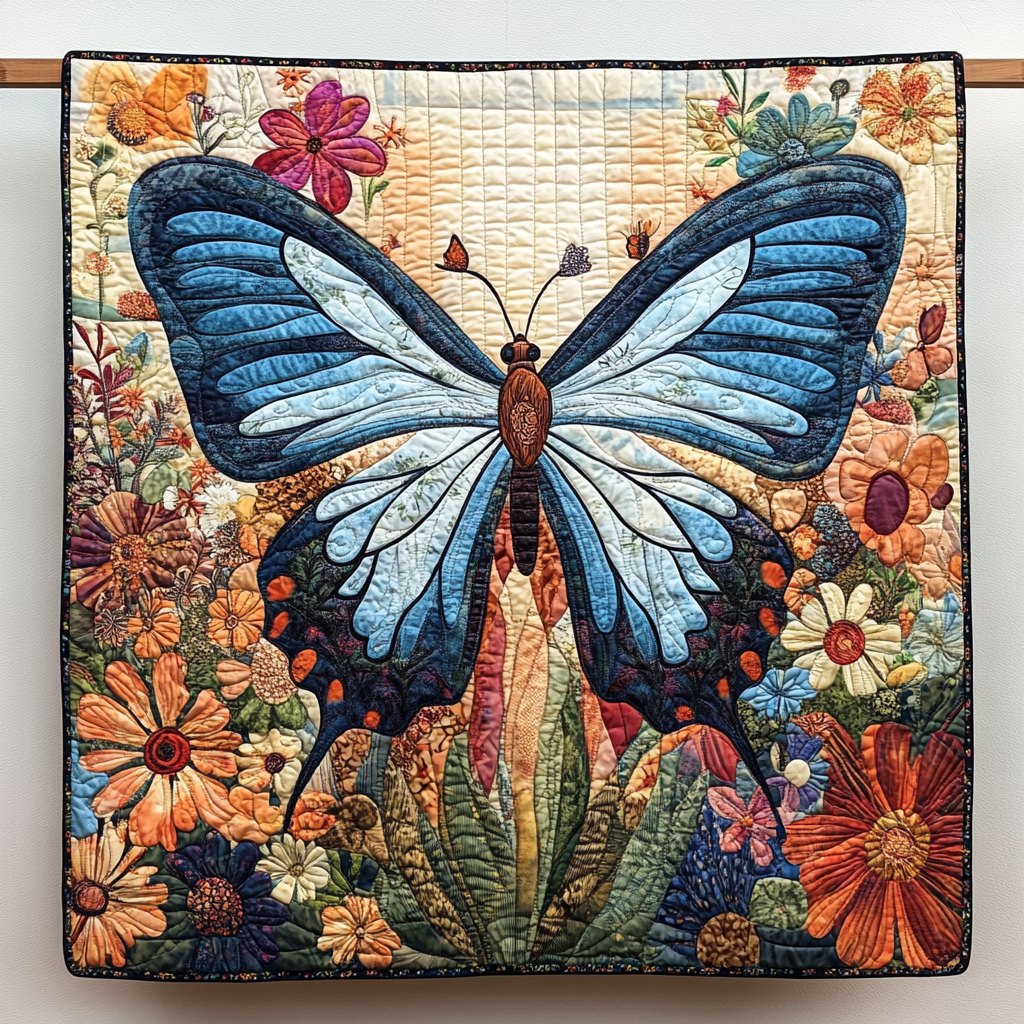 Botanical Butterfly Symphony Quilted Blanket printed blanket