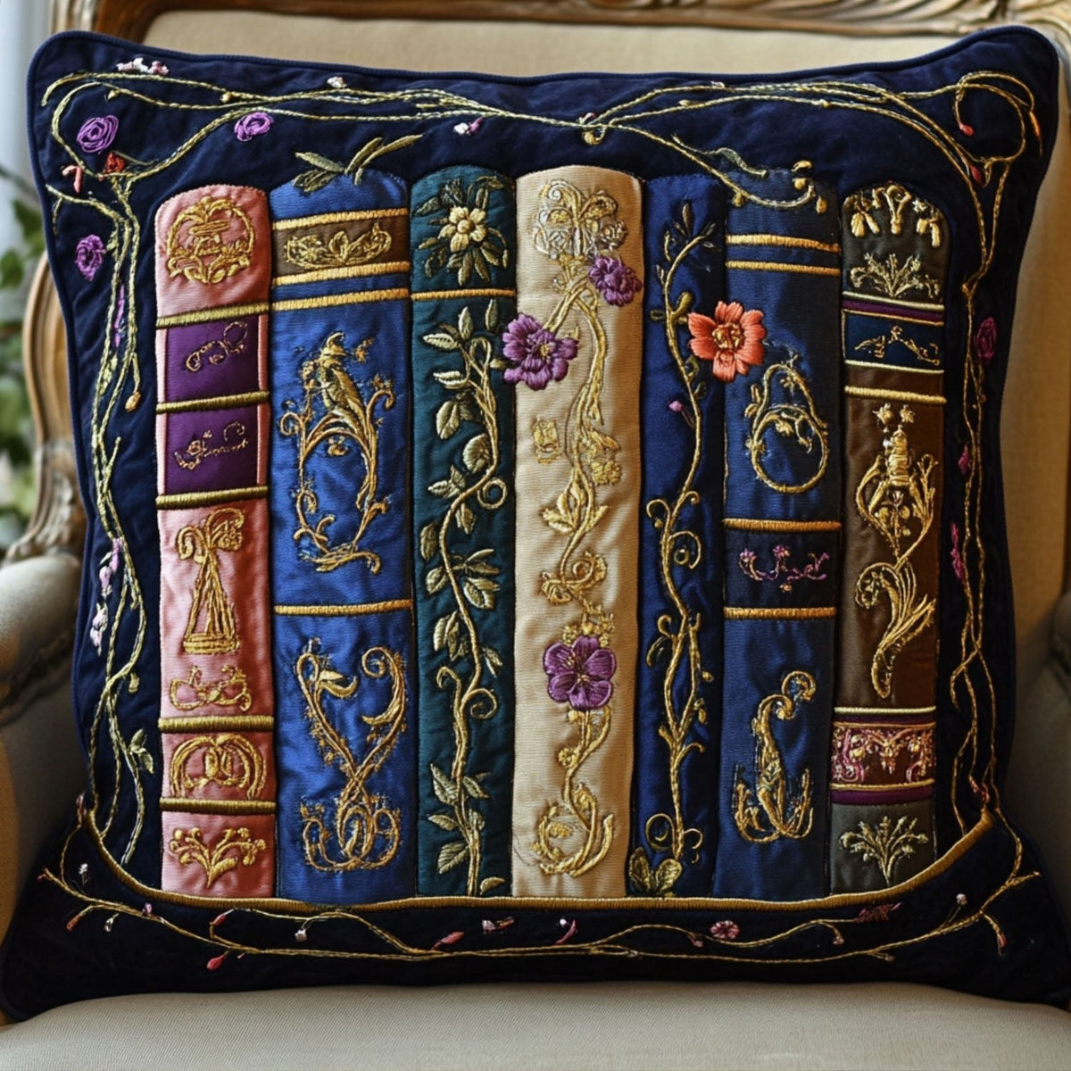 Bound in Petals Quilted Cushion Cover printed cushion cover