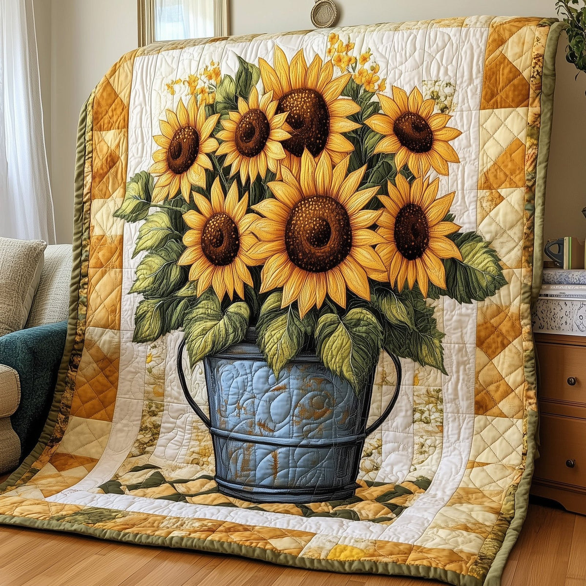 Bouquet of Sunflowers Quilted Blanket printed blanket