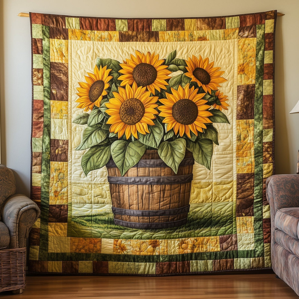 Bouquet of Sunflowers Quilted Blanket printed blanket