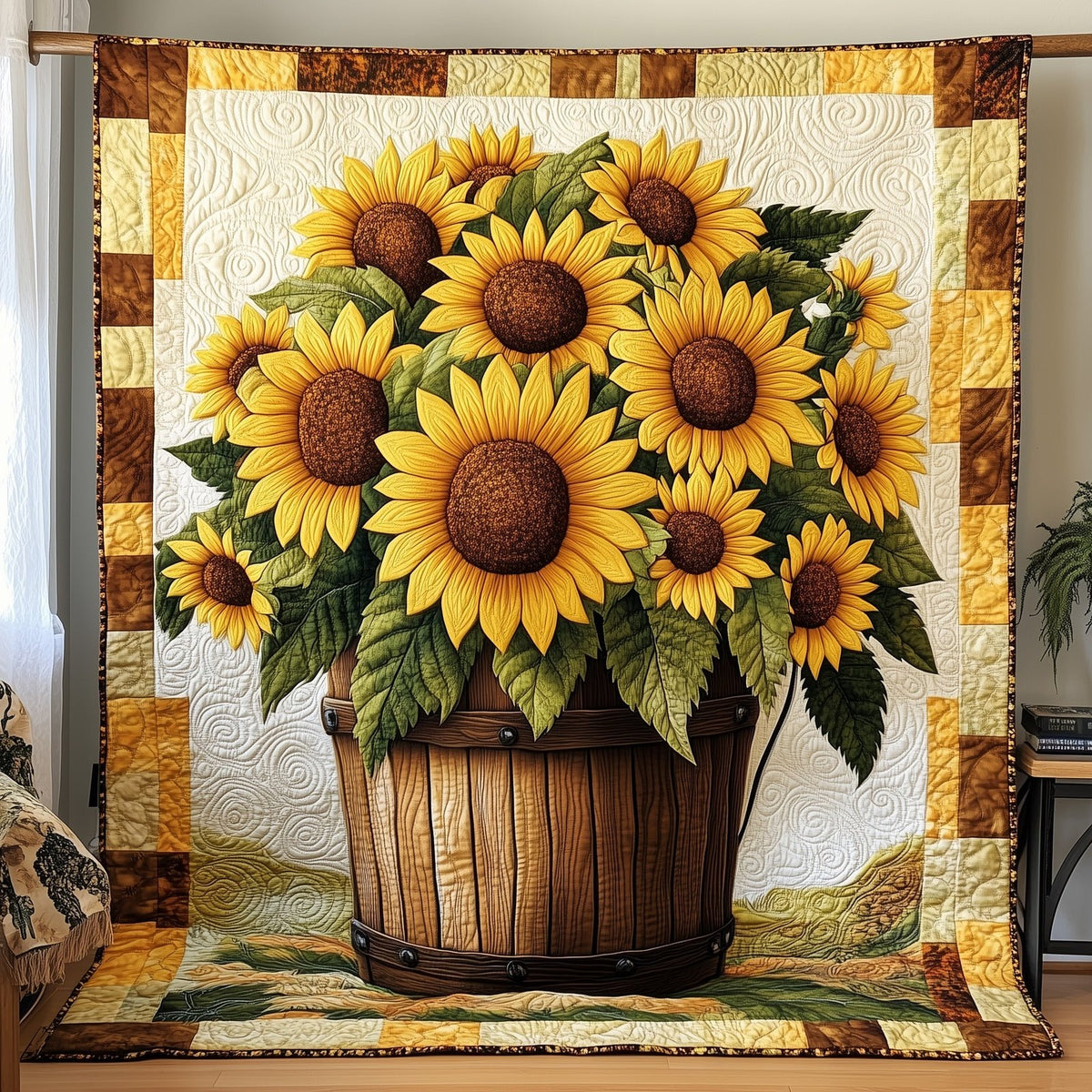 Bouquet of Sunflowers Quilted Blanket printed blanket