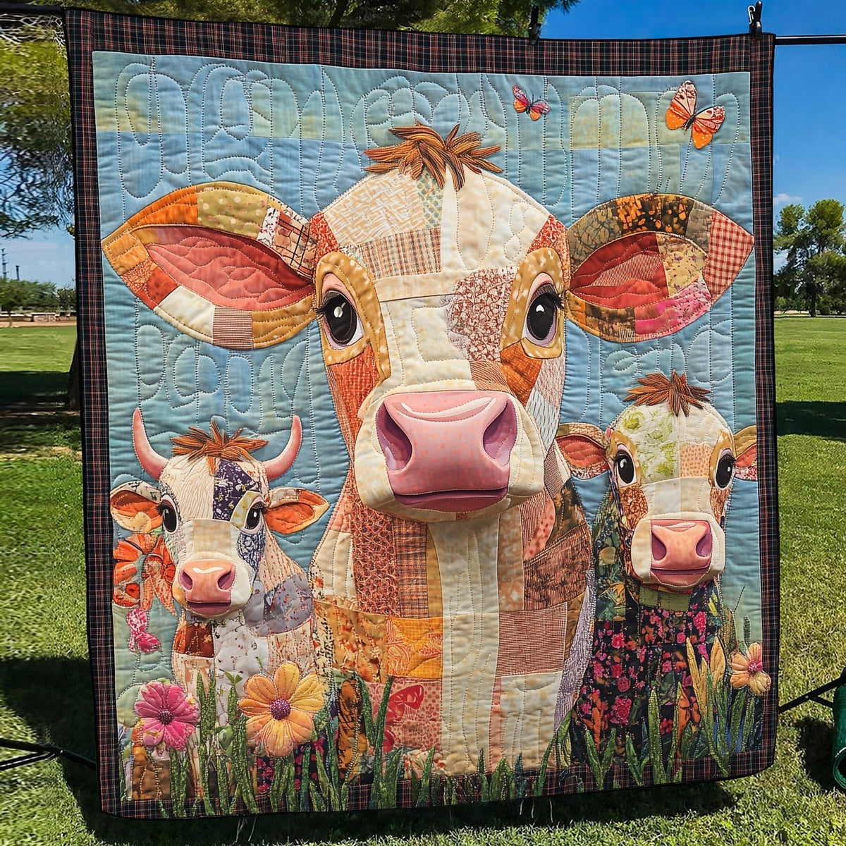 Bovine Beauties Quilted Blanket printed blanket