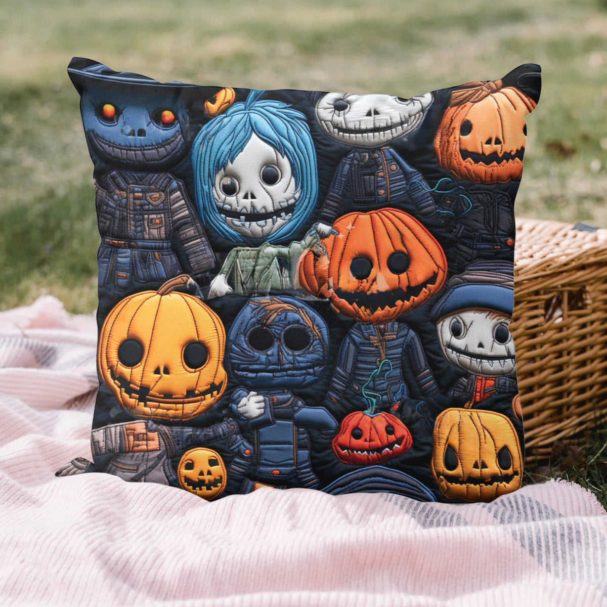 Boys Halloween Quilted Cushion Cover printed cushion cover