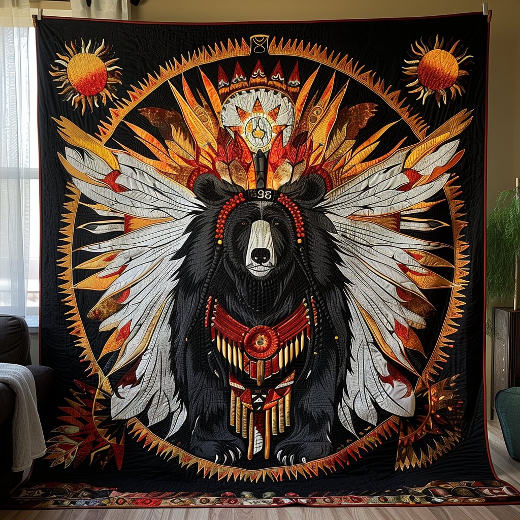 Brave General Bear Quilted Blanket printed blanket