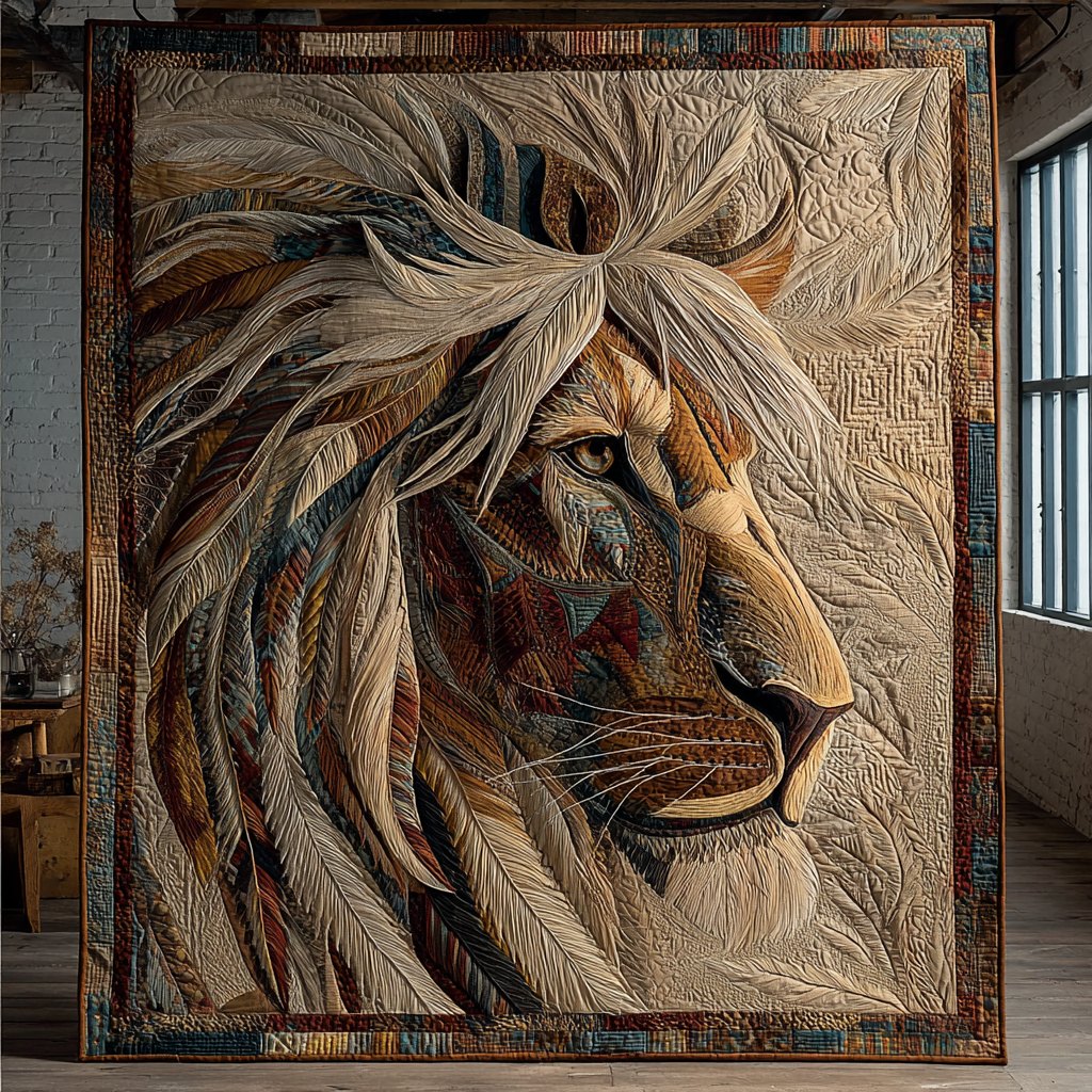 Brave Lion Quilted Blanket printed blanket