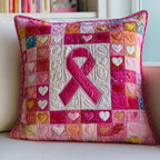 Breast Cancer Ribbon Quilted Cushion Cover printed cushion cover