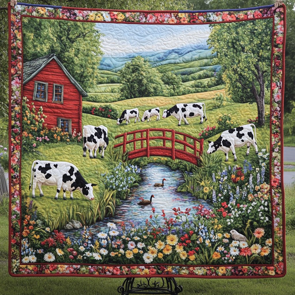 Bridge Over Meadows Quilted Blanket printed blanket