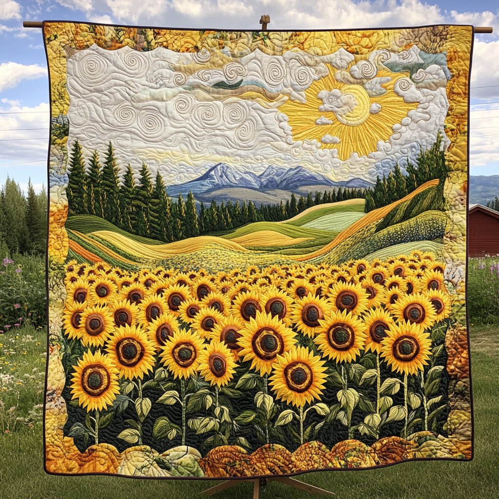 Bright Bloom Quilted Blanket printed blanket
