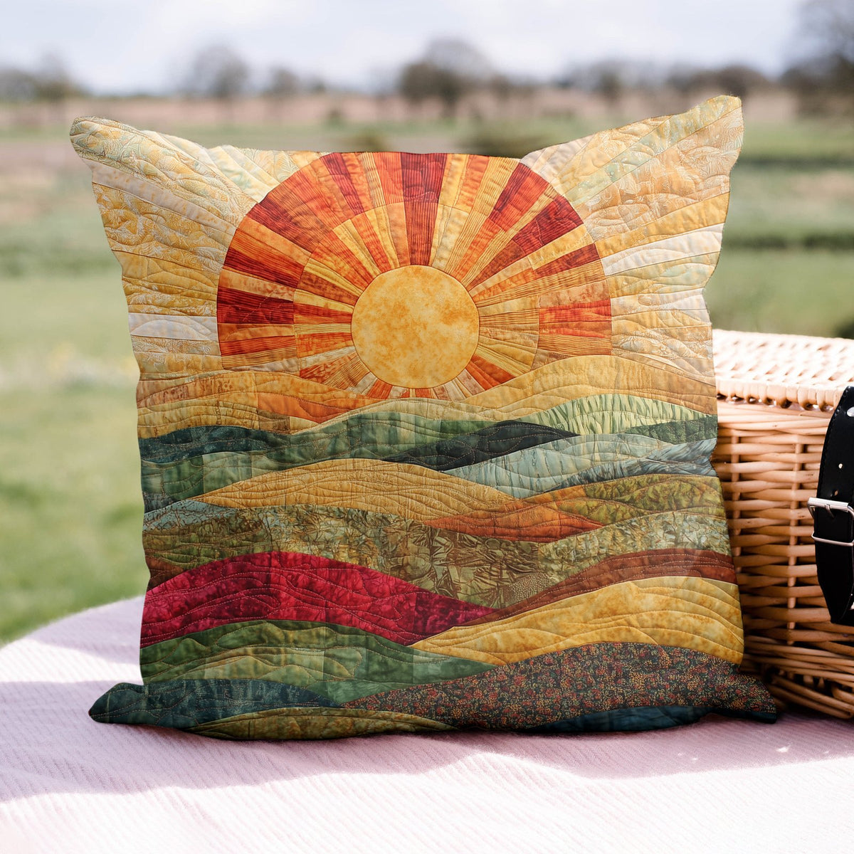 Bright Horizons Quilted Cushion Cover printed cushion cover