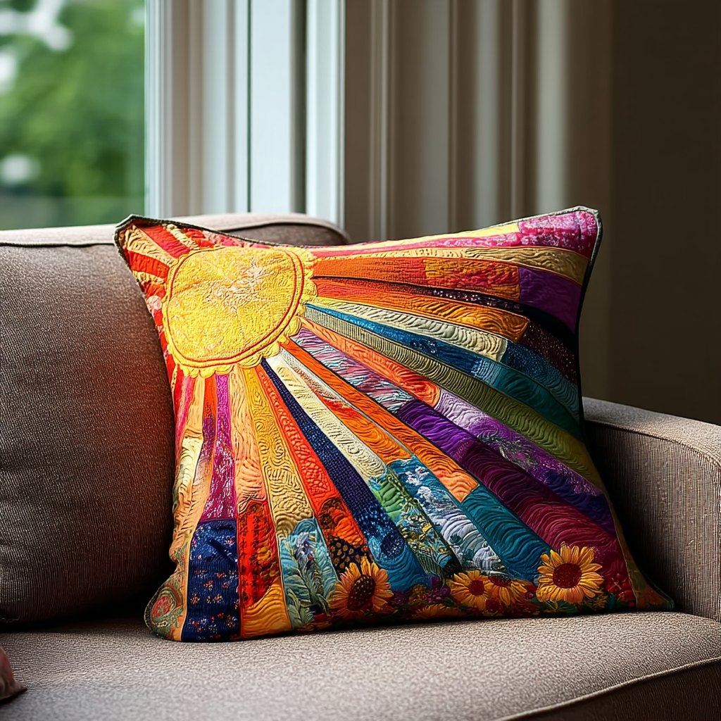 Bright Meadow Quilted Cushion Cover printed cushion cover