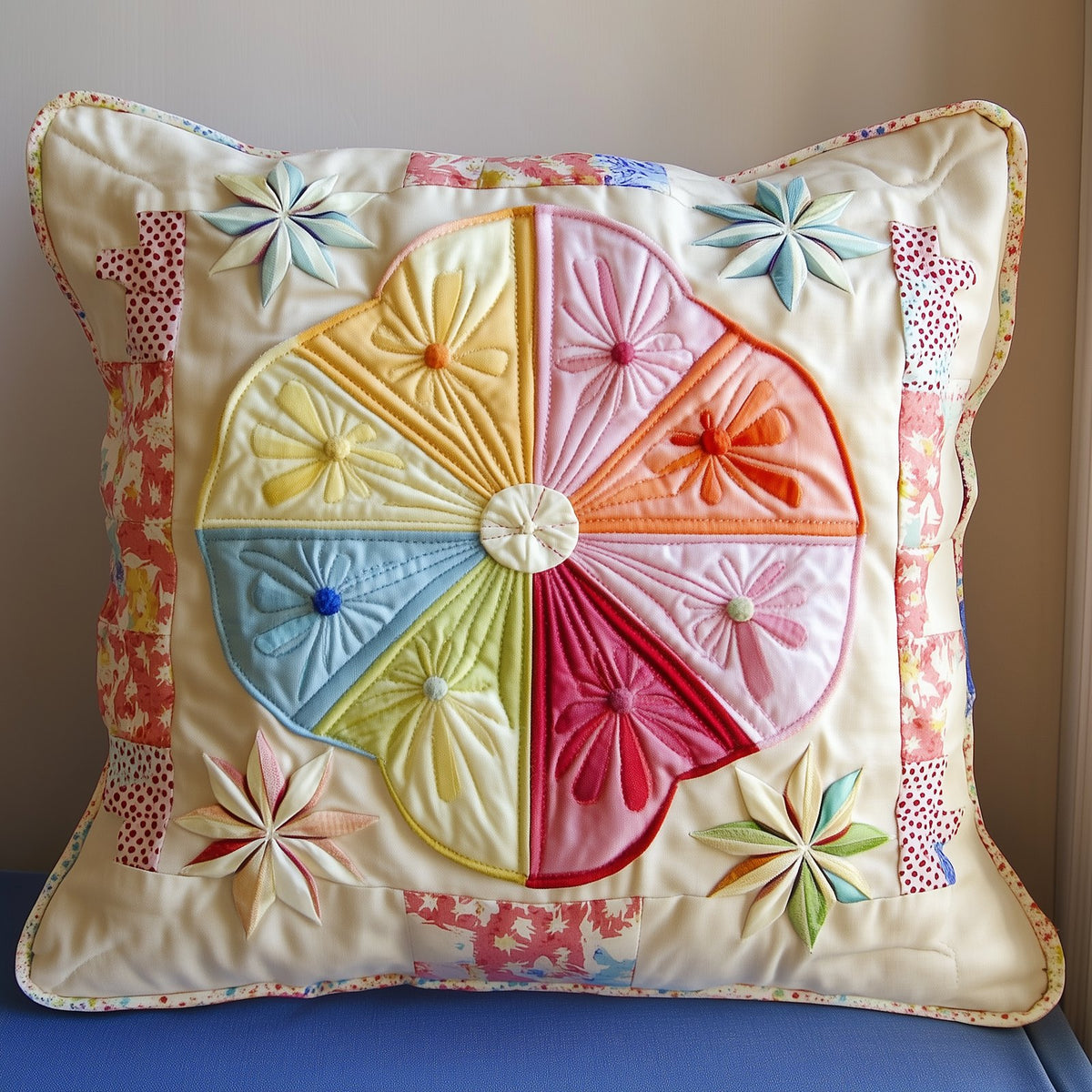 Bright Stars Quilted Cushion Cover printed cushion cover