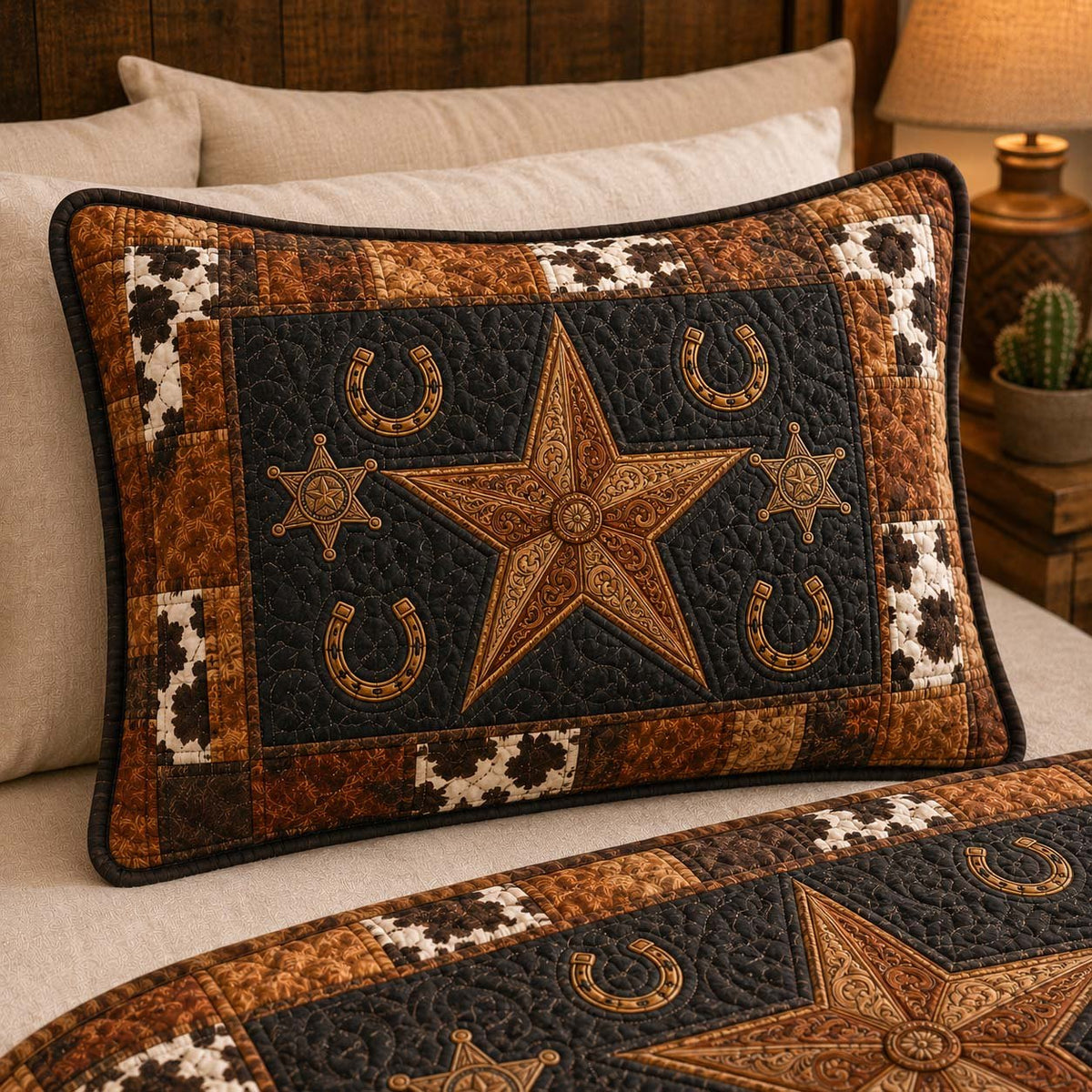 Bronco Star Quilted Bedding Cushion Cover printed cushion cover