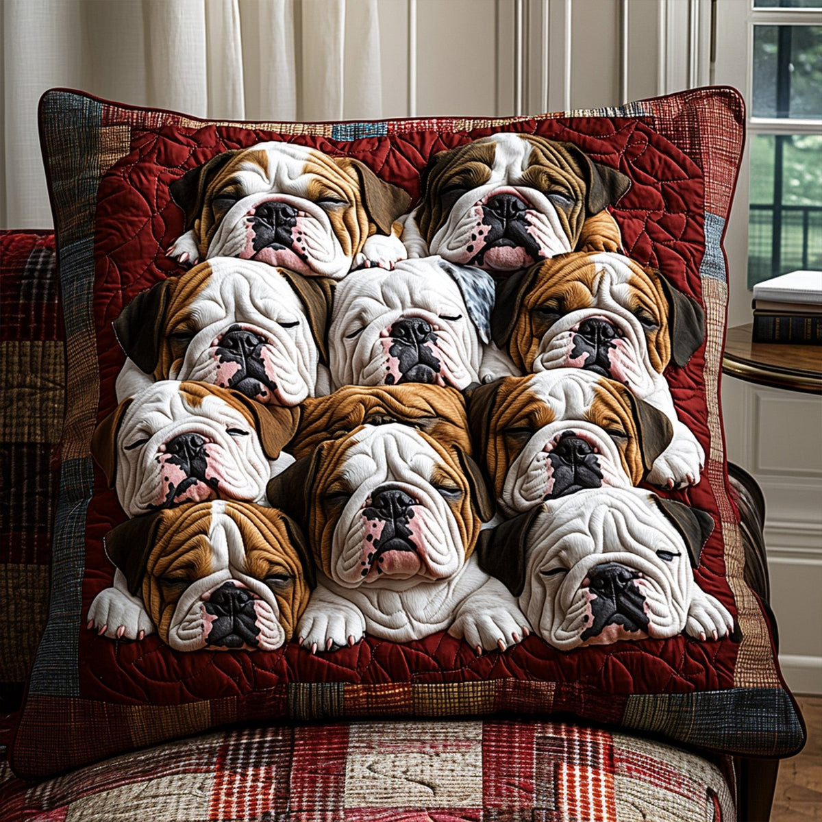 Bulldog Comfort Quilted Bedding Cushion Cover printed cushion cover