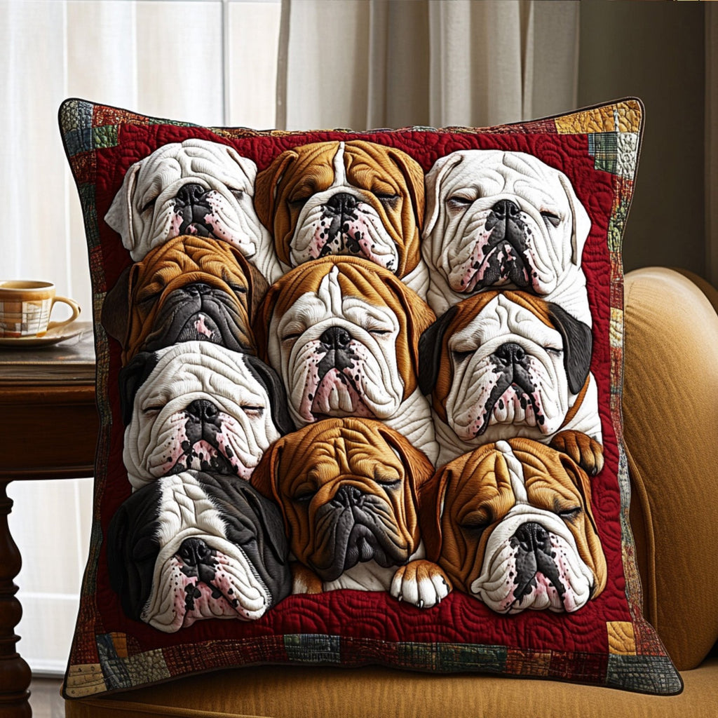 Bulldog Comfort Quilted Cushion Cover printed cushion cover