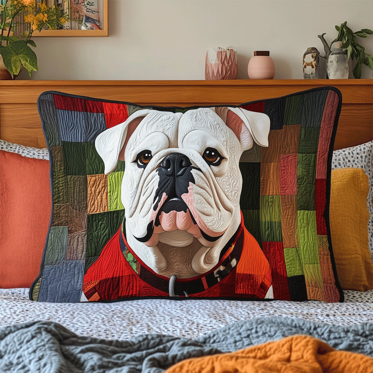 Bulldog In Style Quilted Bedding Cushion Cover printed cushion cover