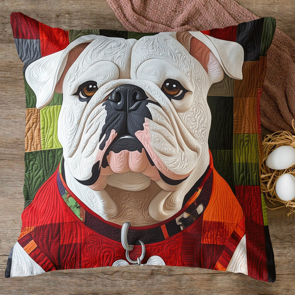 Bulldog In Style Quilted Cushion Cover printed cushion cover