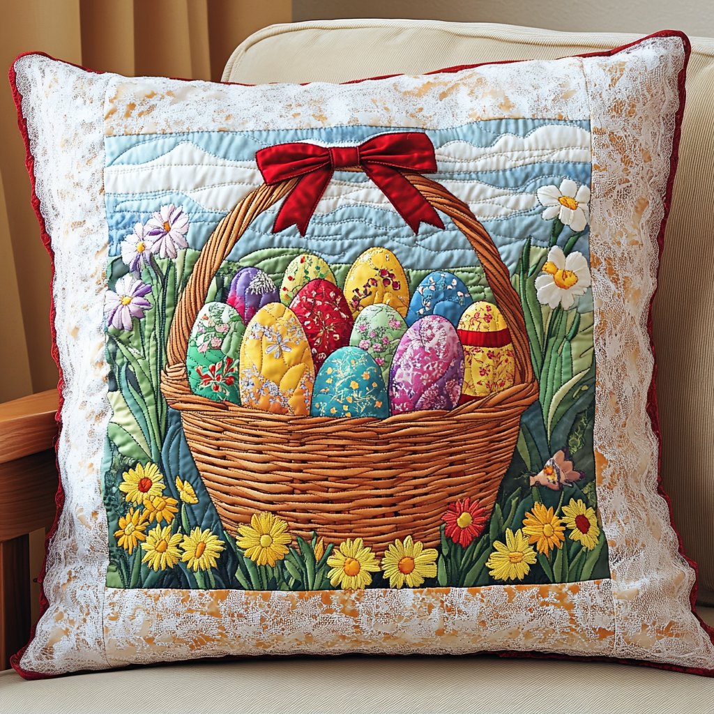 Bunny Cross Bloom Quilted Cushion Cover printed cushion cover