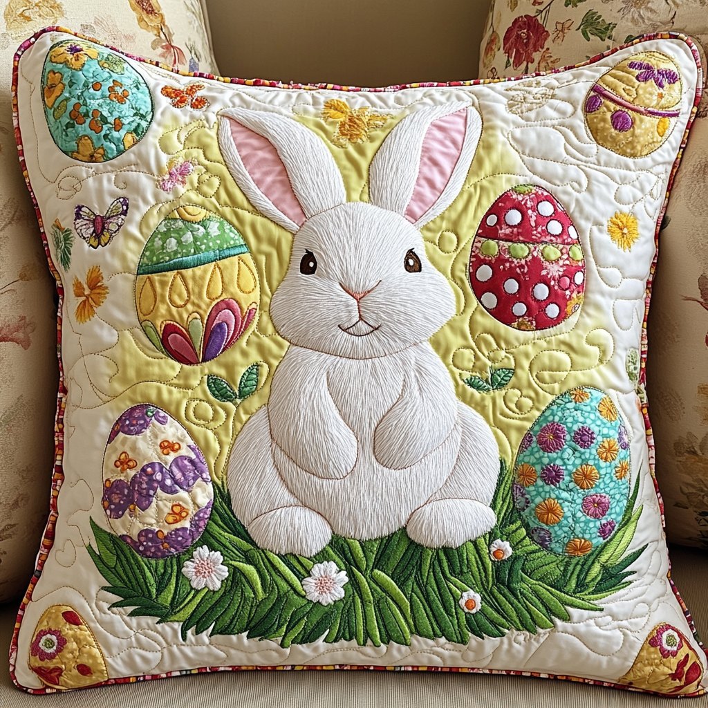 Bunny Fields Quilted Cushion Cover printed cushion cover