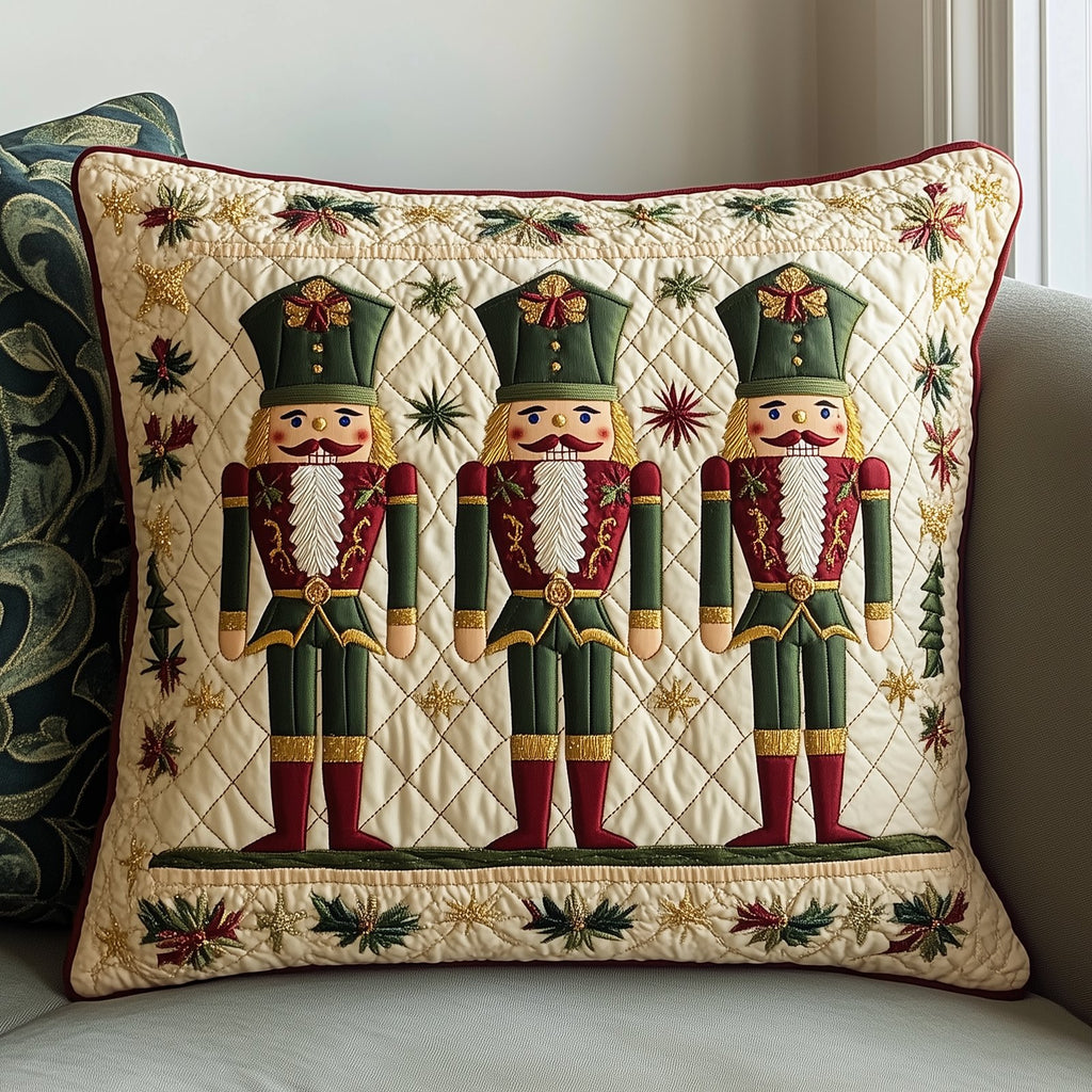 Burgundy Nutcracker Quilted Cushion Cover printed cushion cover