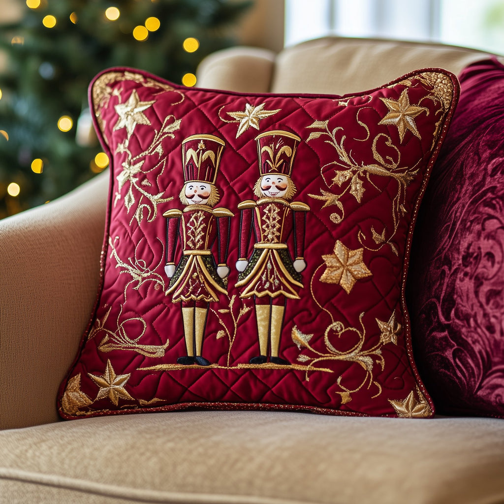 Burgundy Nutcracker Quilted Cushion Cover printed cushion cover